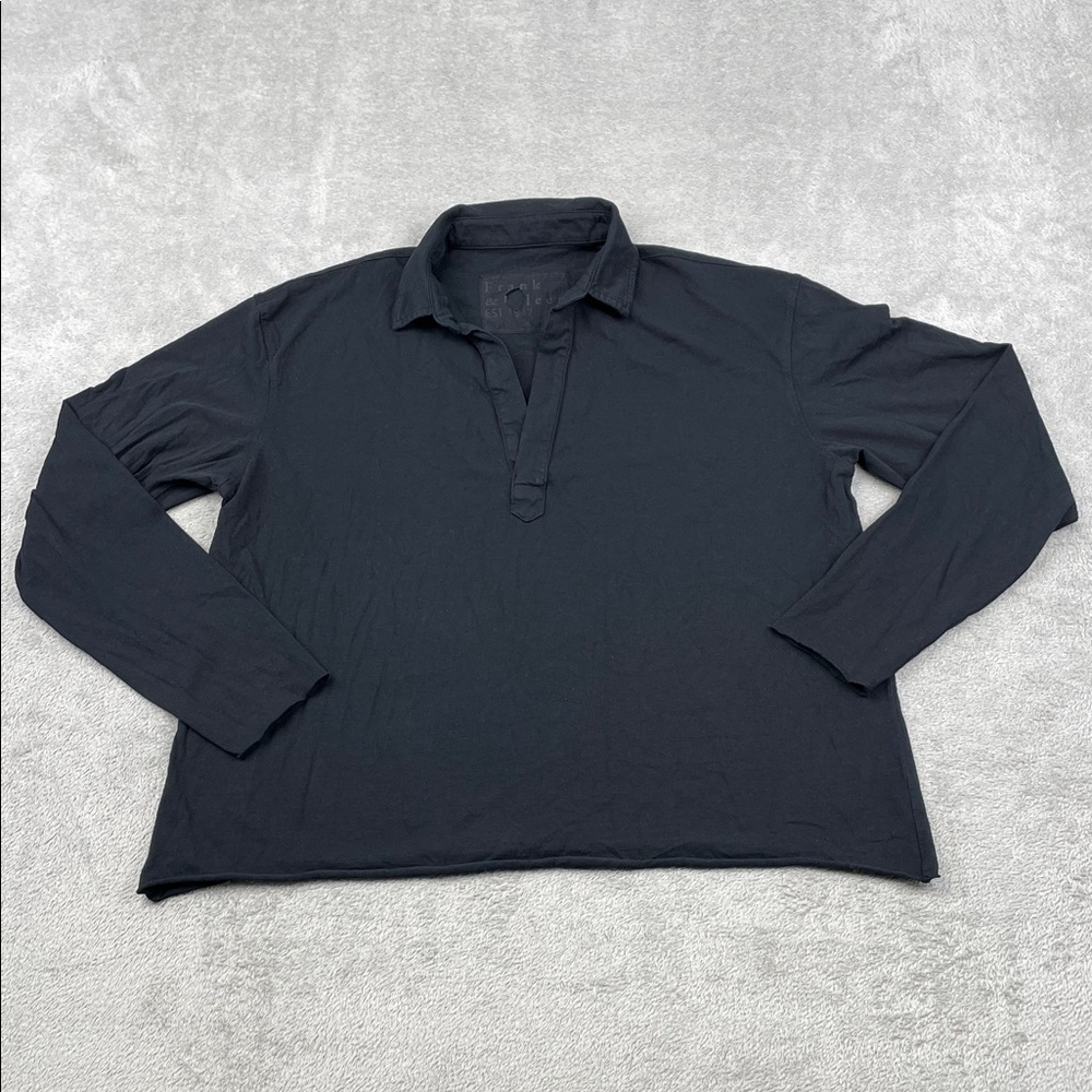 NEW Frank & Eileen M 100% Cotton Black Long Sleeve Patrick Popover Top USA